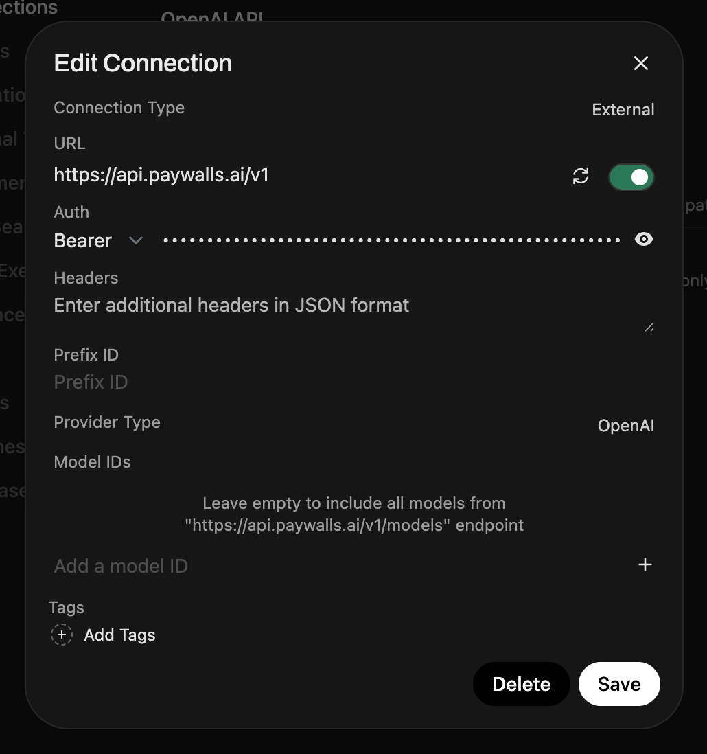Open WebUI Configure Endpoint