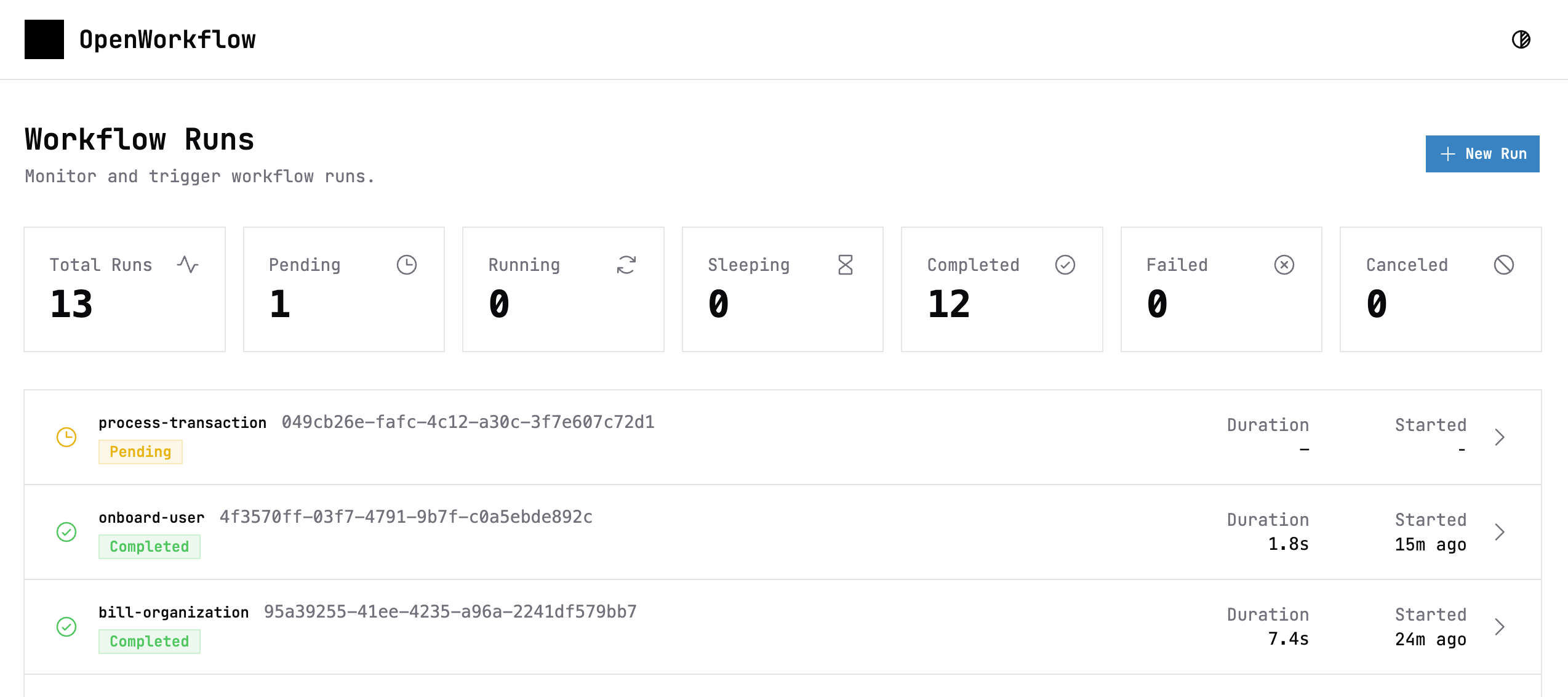 OpenWorkflow Dashboard