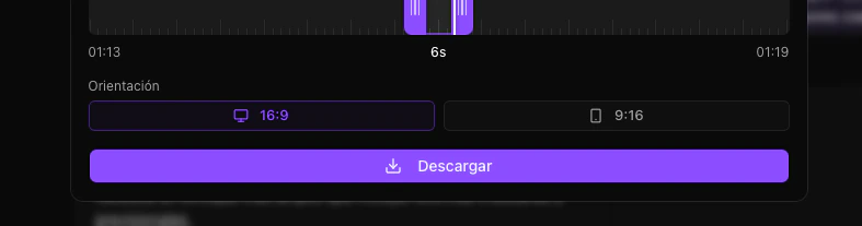 Selección de formato de clip: horizontal o vertical