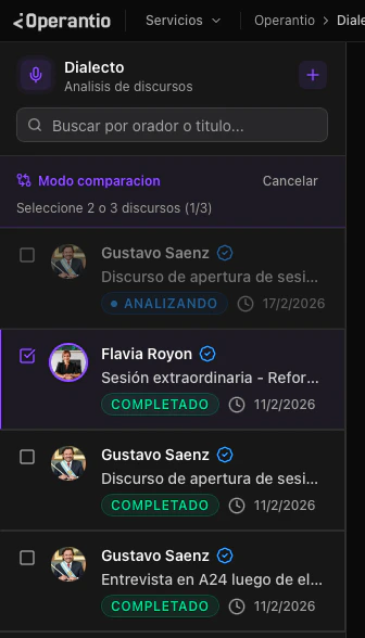 Selección de discursos para comparación