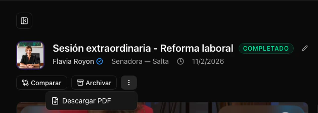 Botón de exportación de reporte PDF