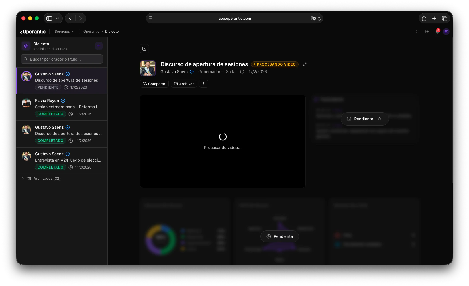 Estado de procesamiento del discurso