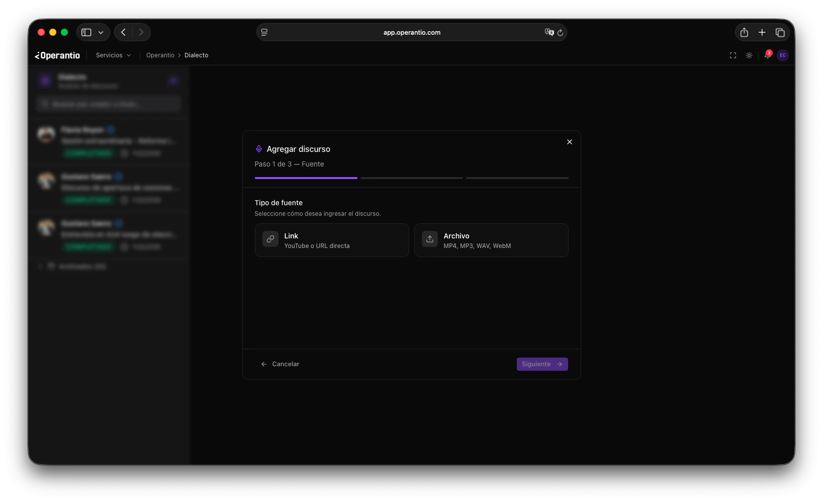 Selección de tipo de fuente con opción Archivo resaltada