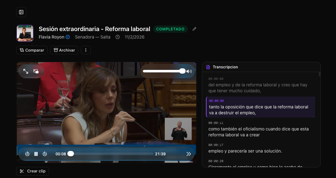 Reproductor de video con controles de reproducción