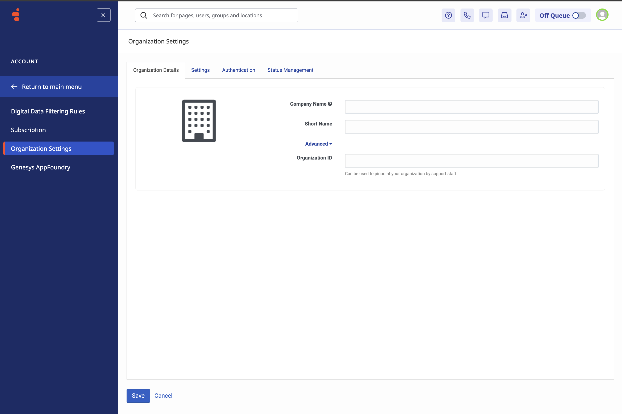 Genesys Cloud Organization Settings