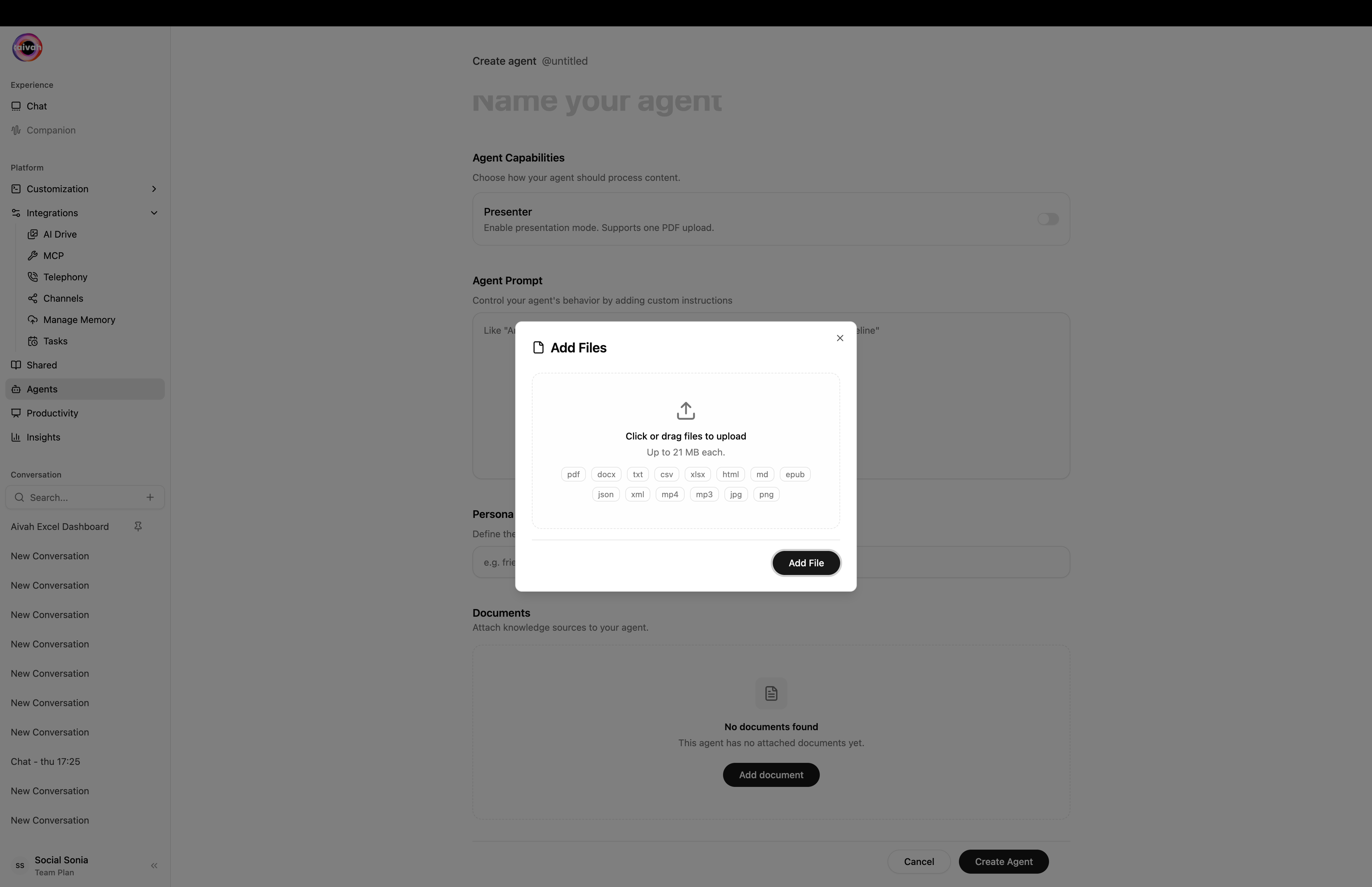 Add Files modal