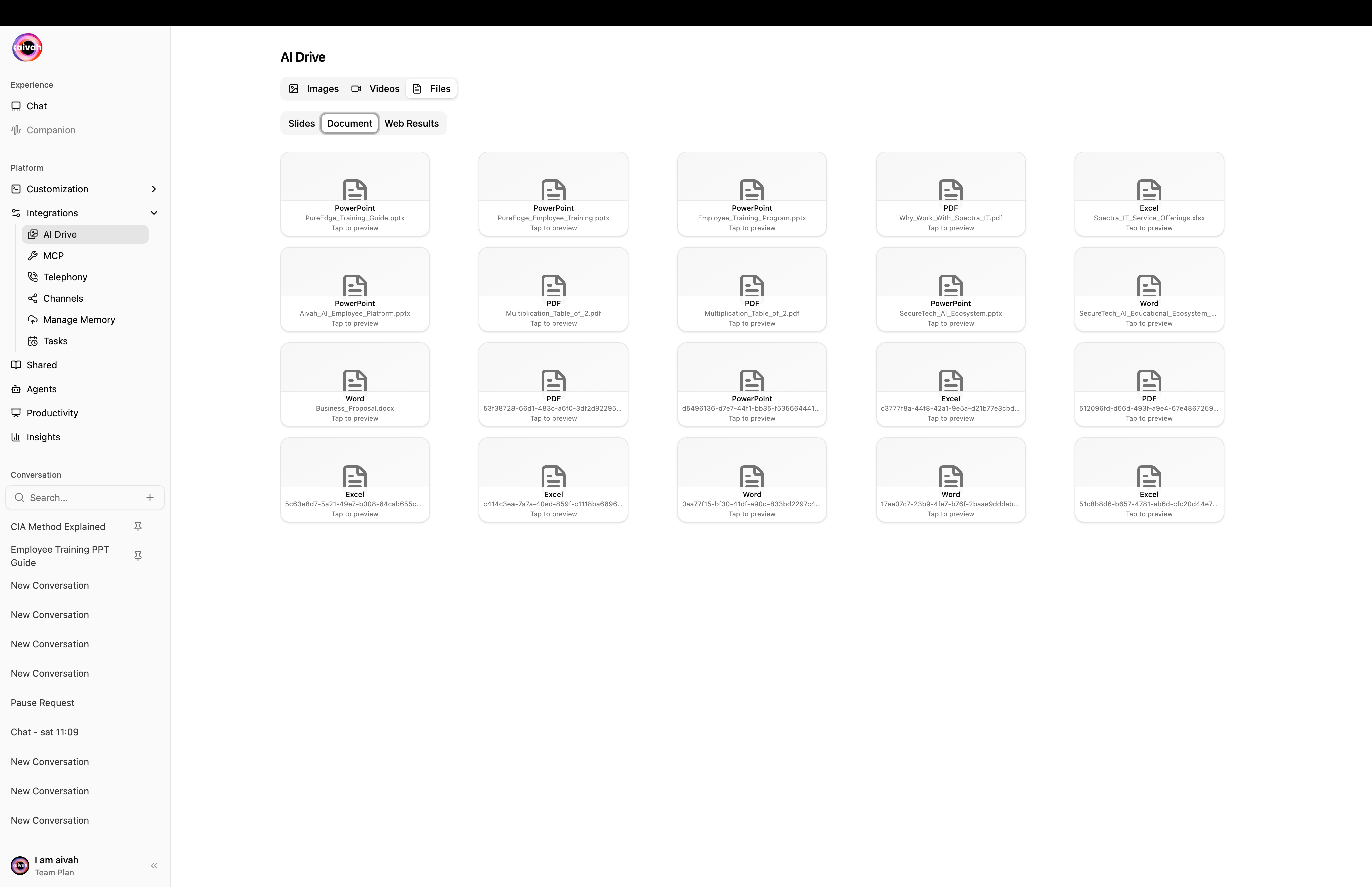 AI Drive documents