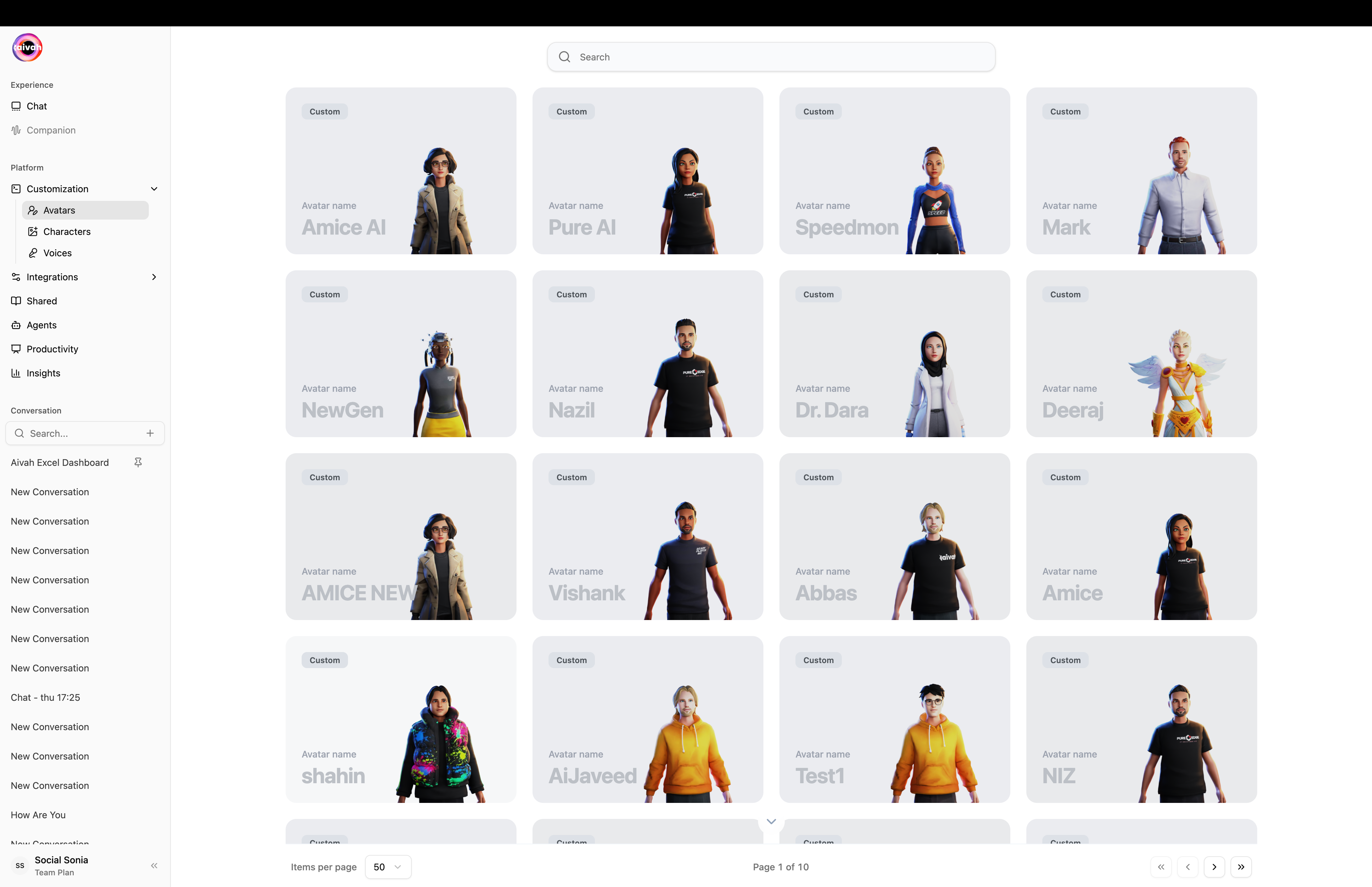Avatars grid
