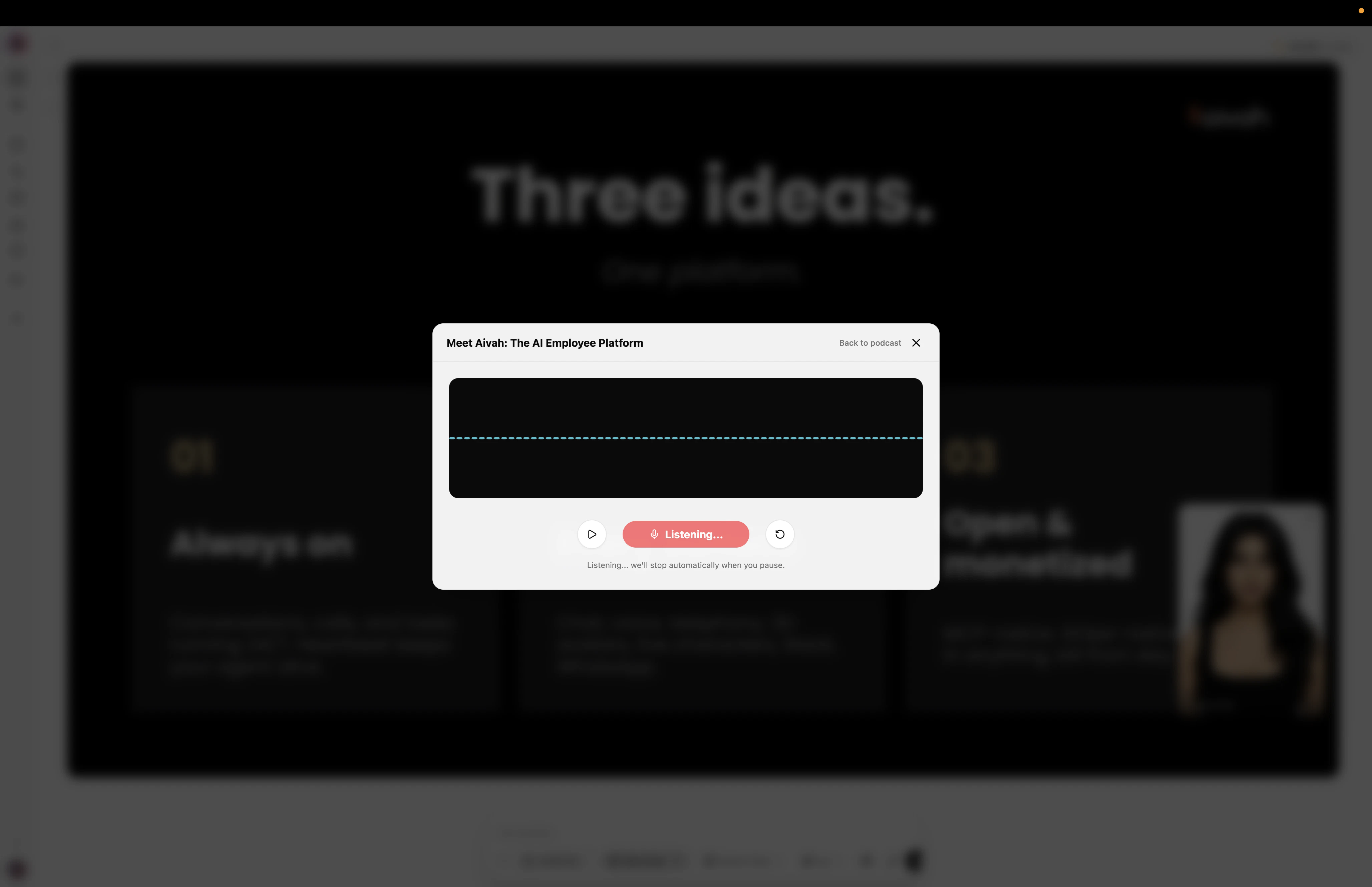 Podcast player listening