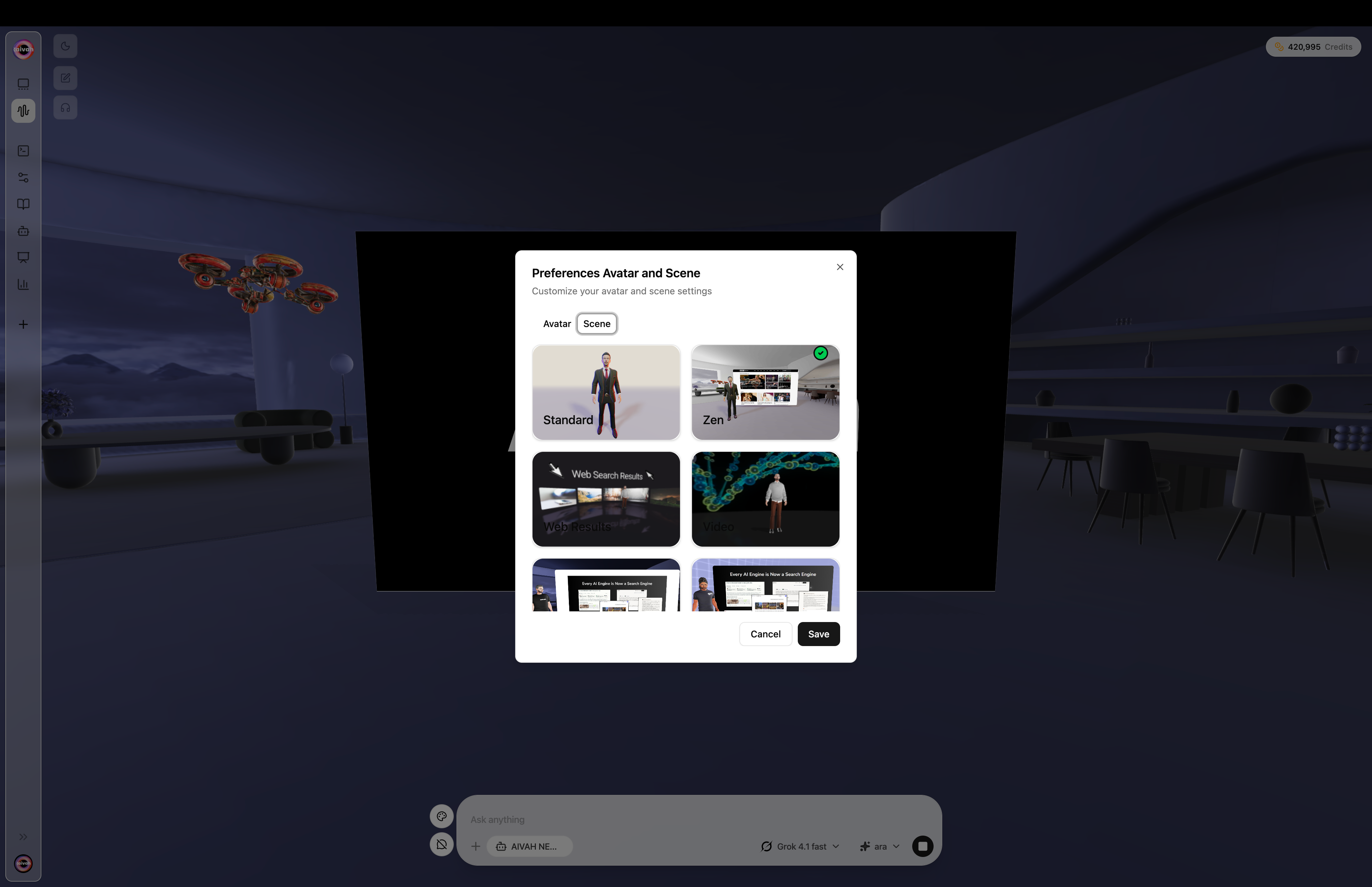Preferences scene tab