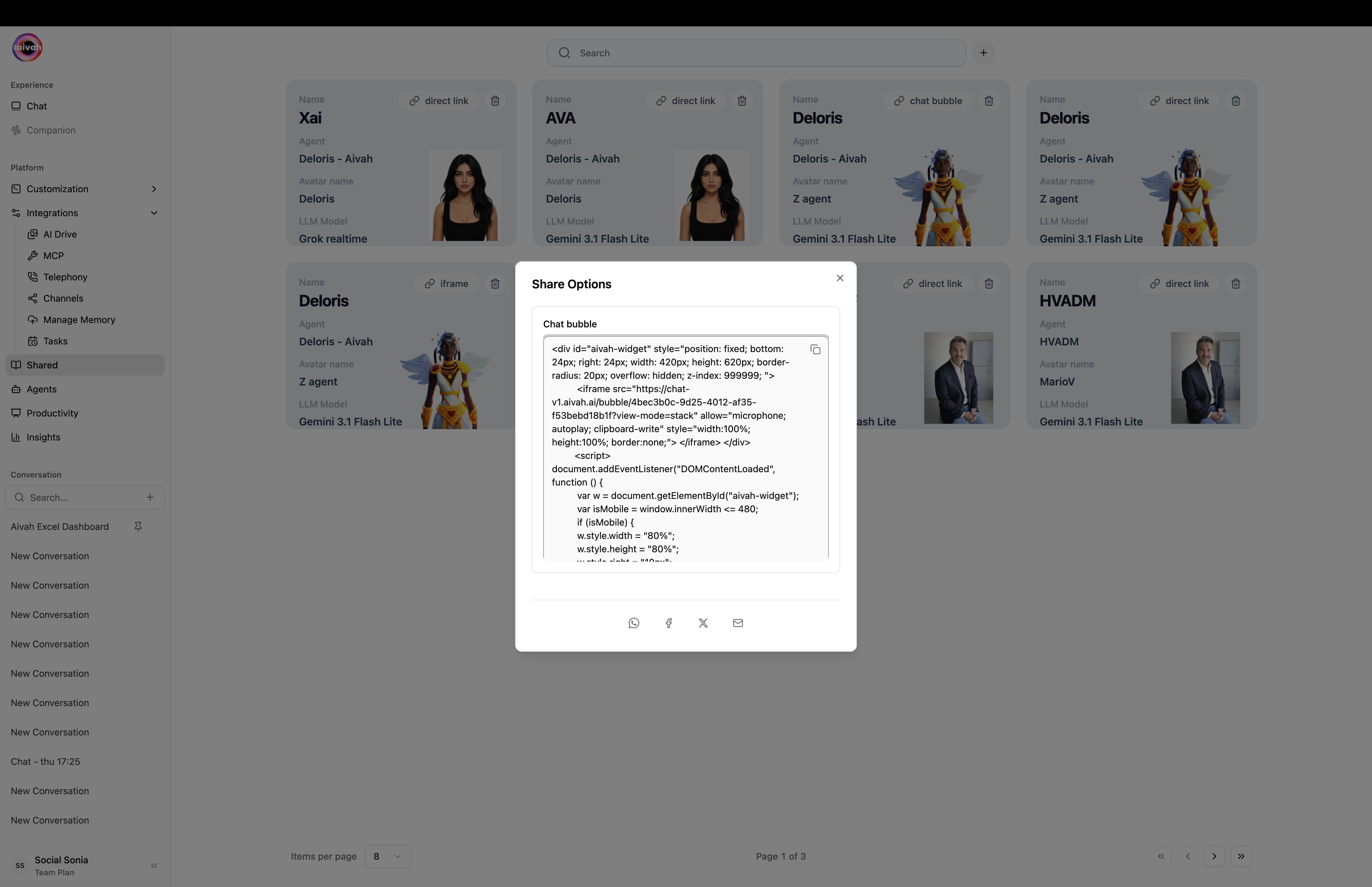 Share chat bubble script