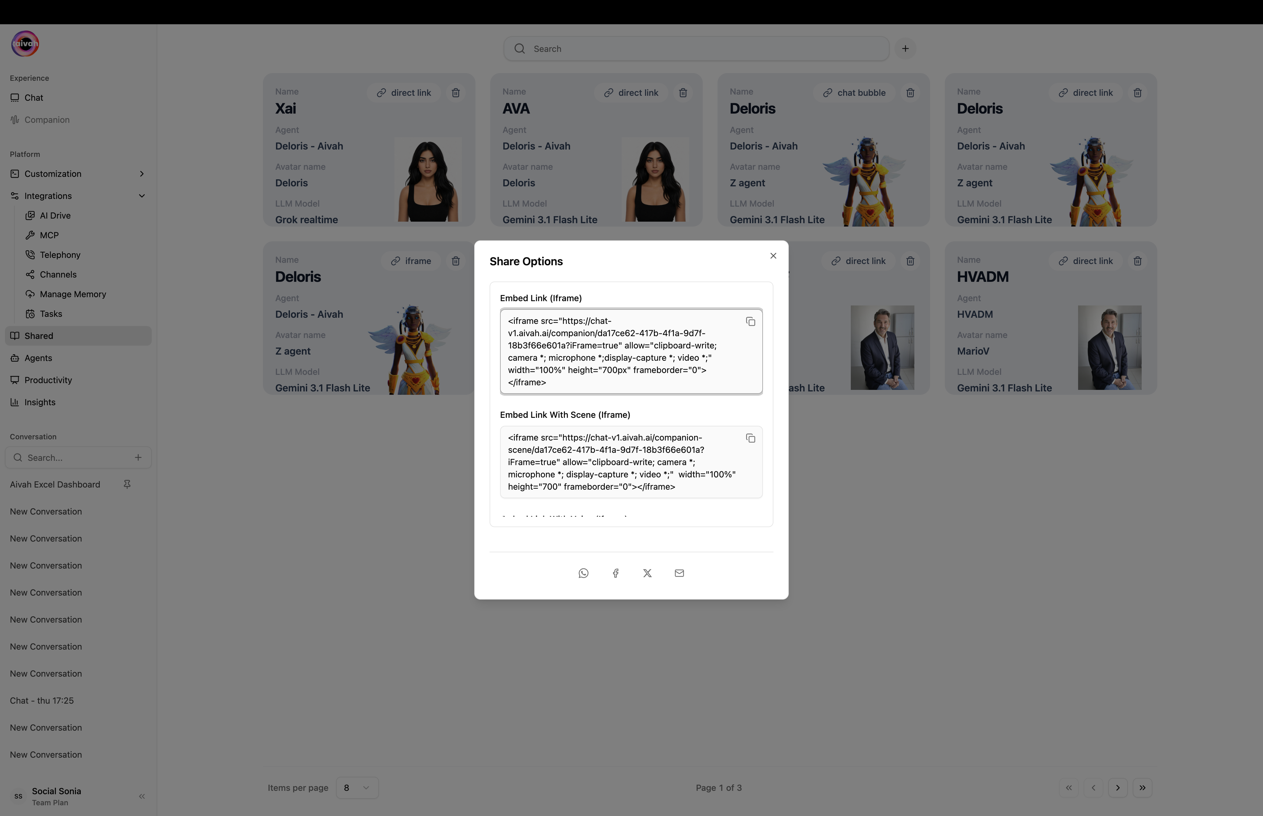 Share iframe embed
