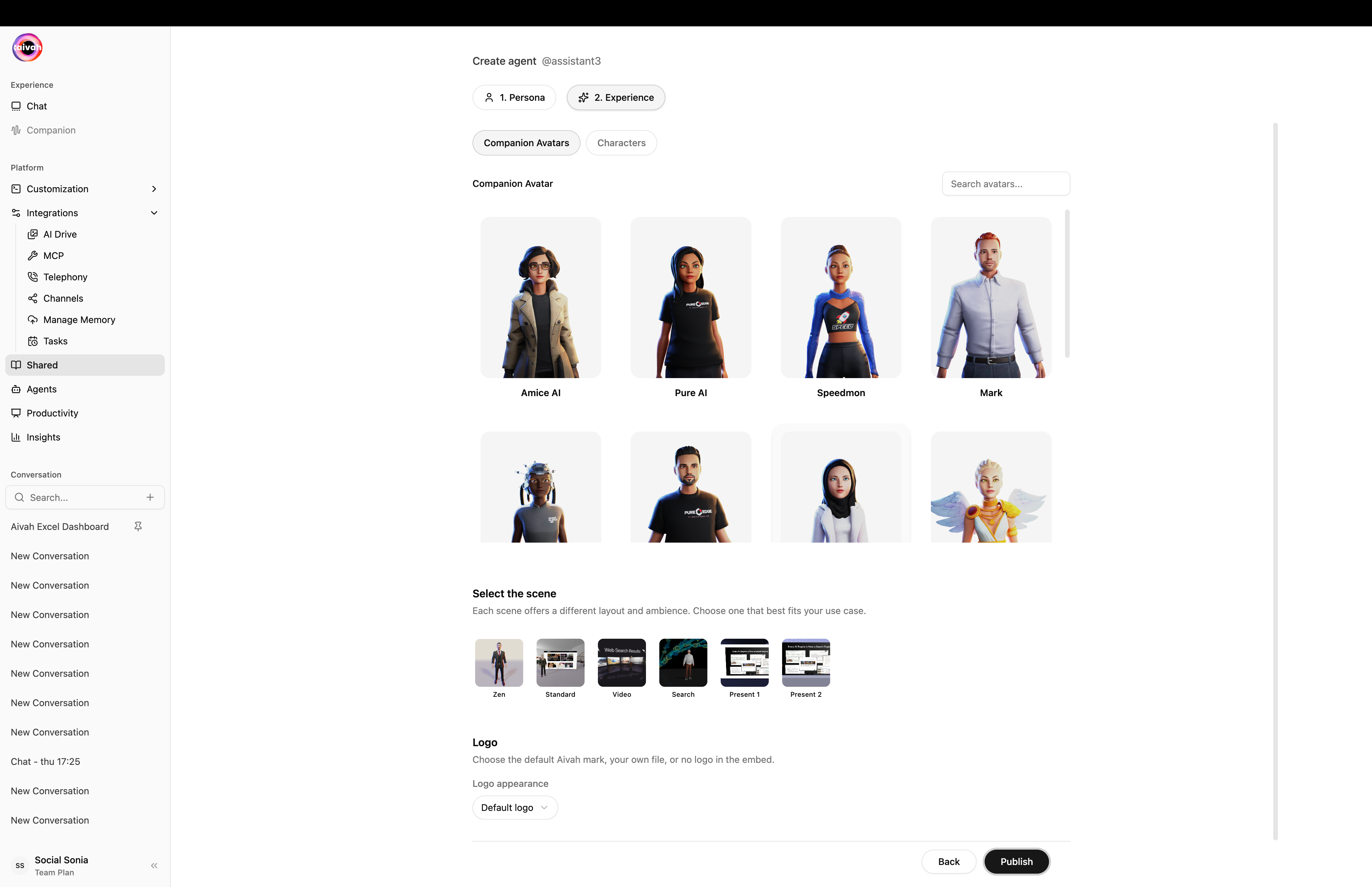 Experience companion avatars
