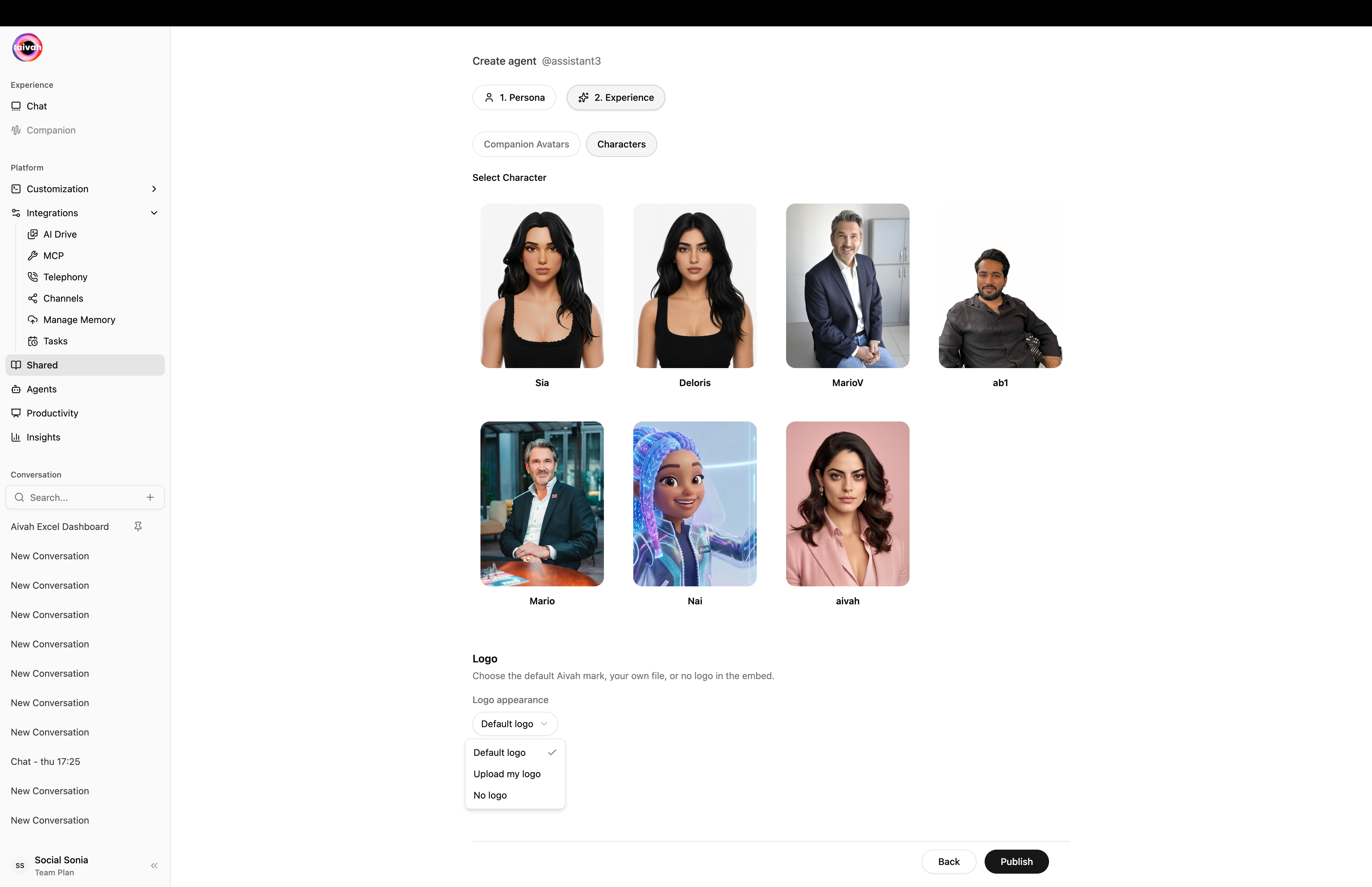 Experience logo options