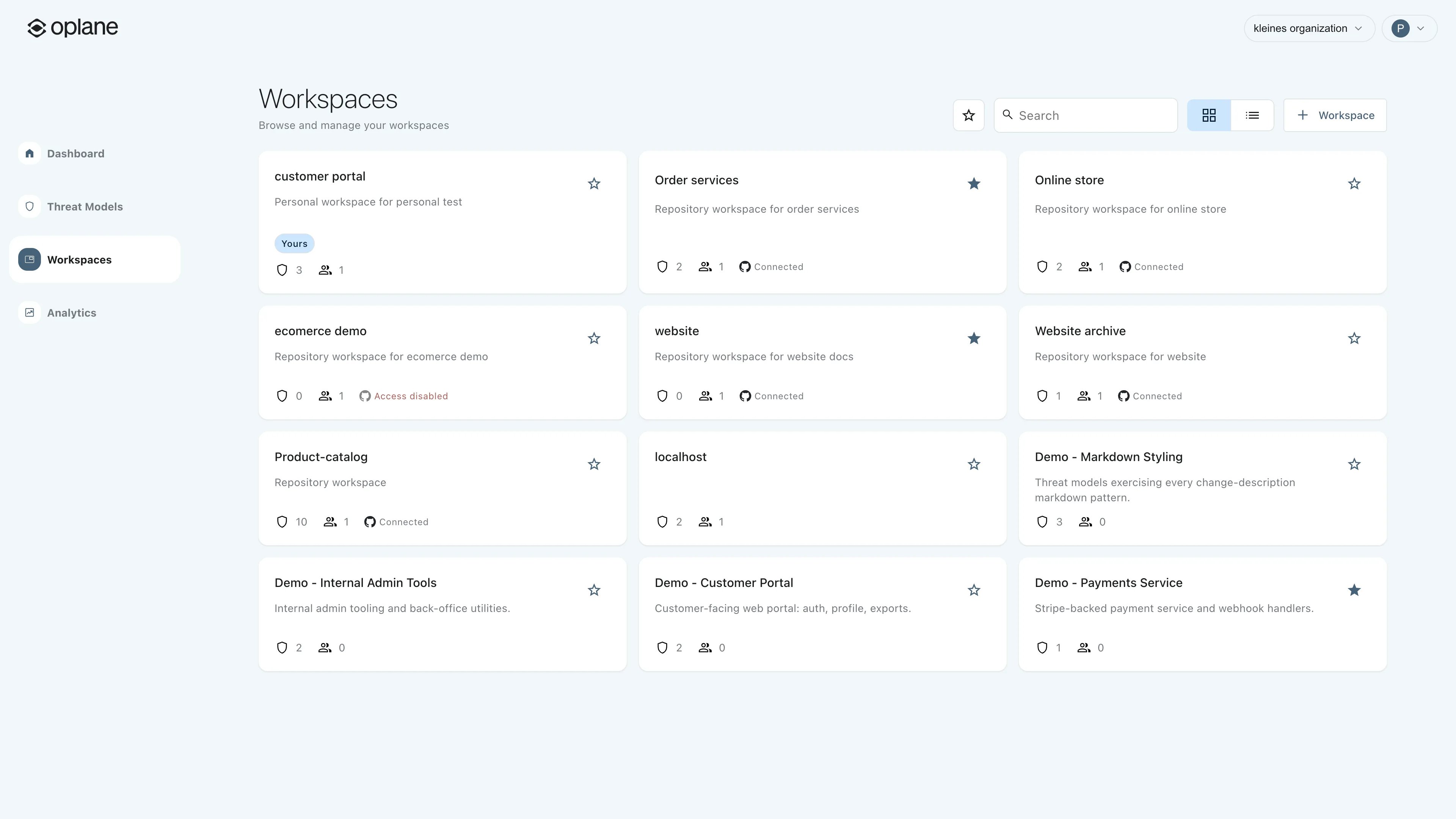 Oplane workspaces overview