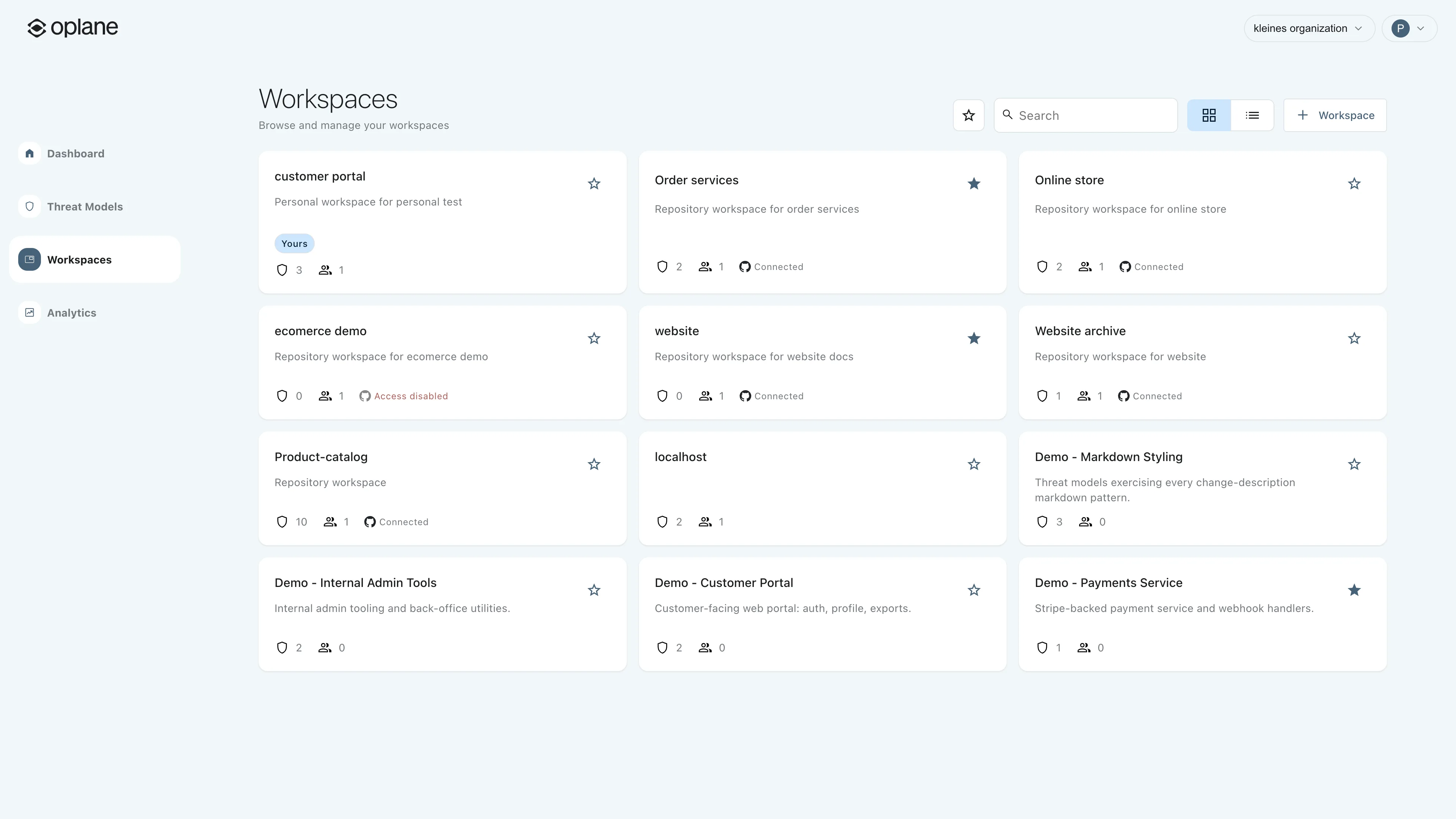 Oplane Workspaces overview