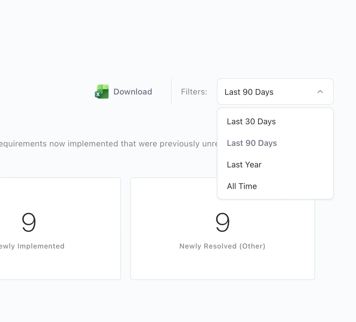 Analytics time period filter