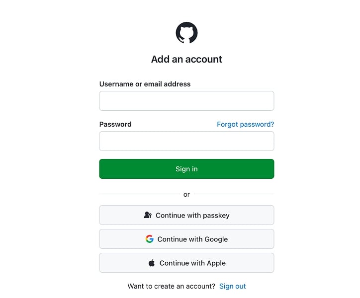 GitHub sign-in page