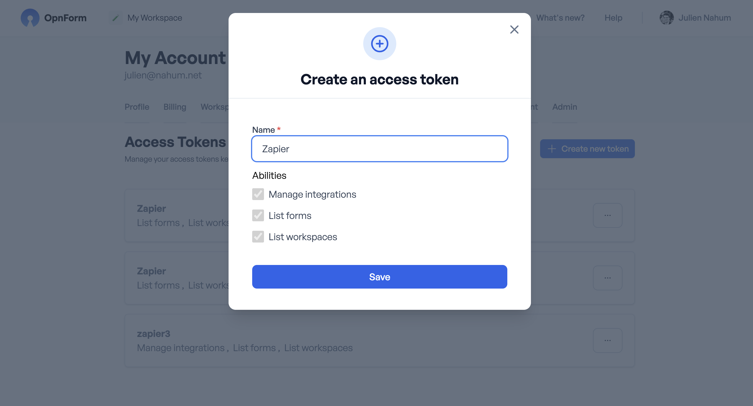 Create token