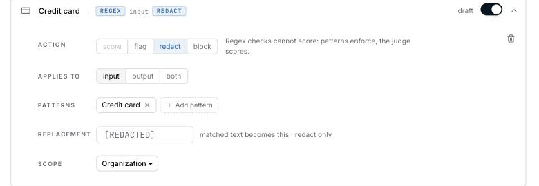 A regex check with patterns and a replacement value