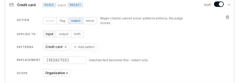 A regex check with patterns and a replacement value