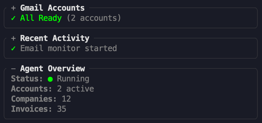 Example of custom status bar sections