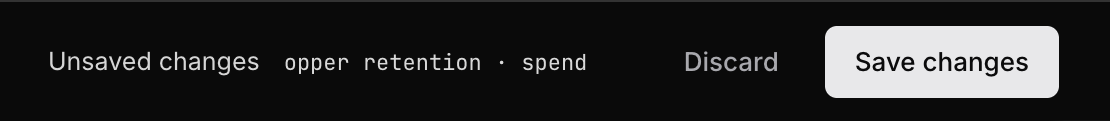 The unsaved-changes bar listing the edited sections