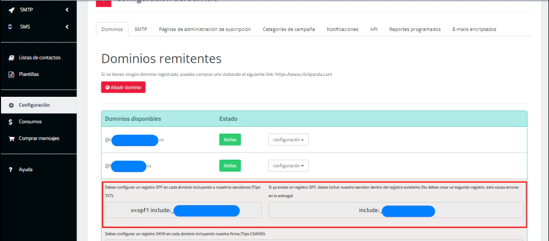 Configuración del registro SPF