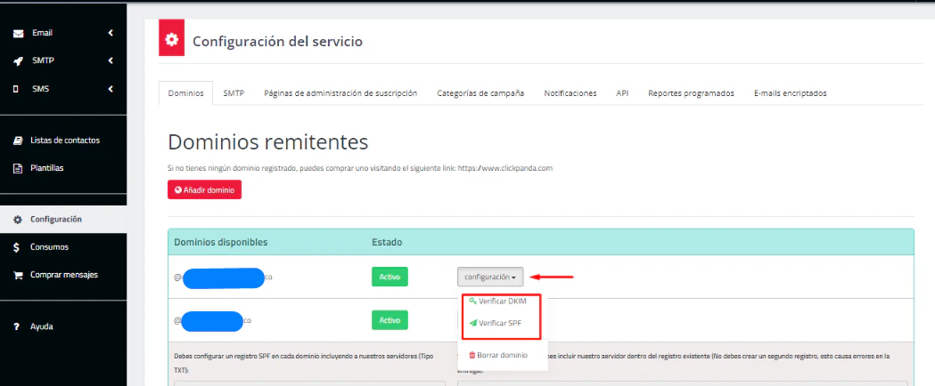 Opciones para verificar SPF y DKIM