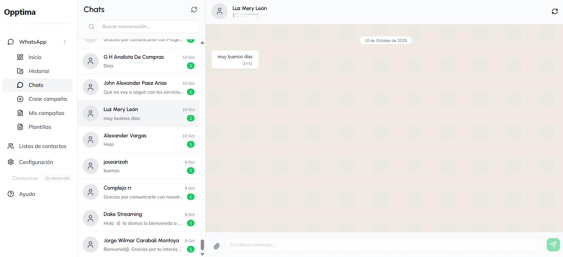 Chat en línea de WhatsApp