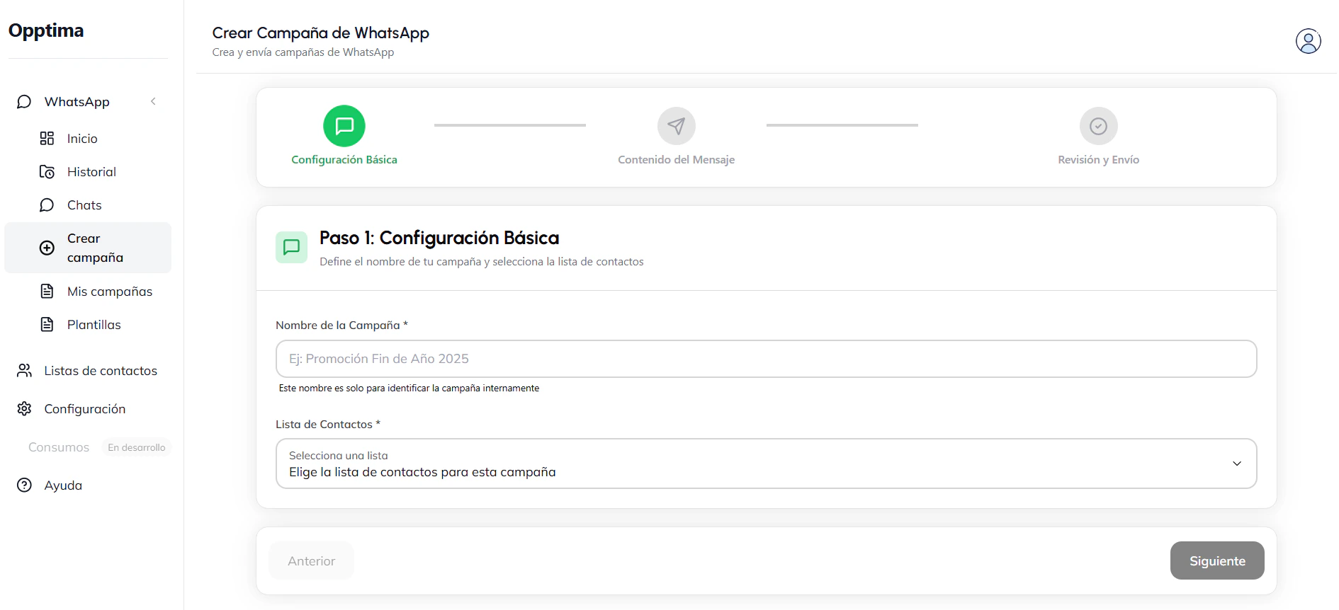 Paso 1: configuración básica de la campaña