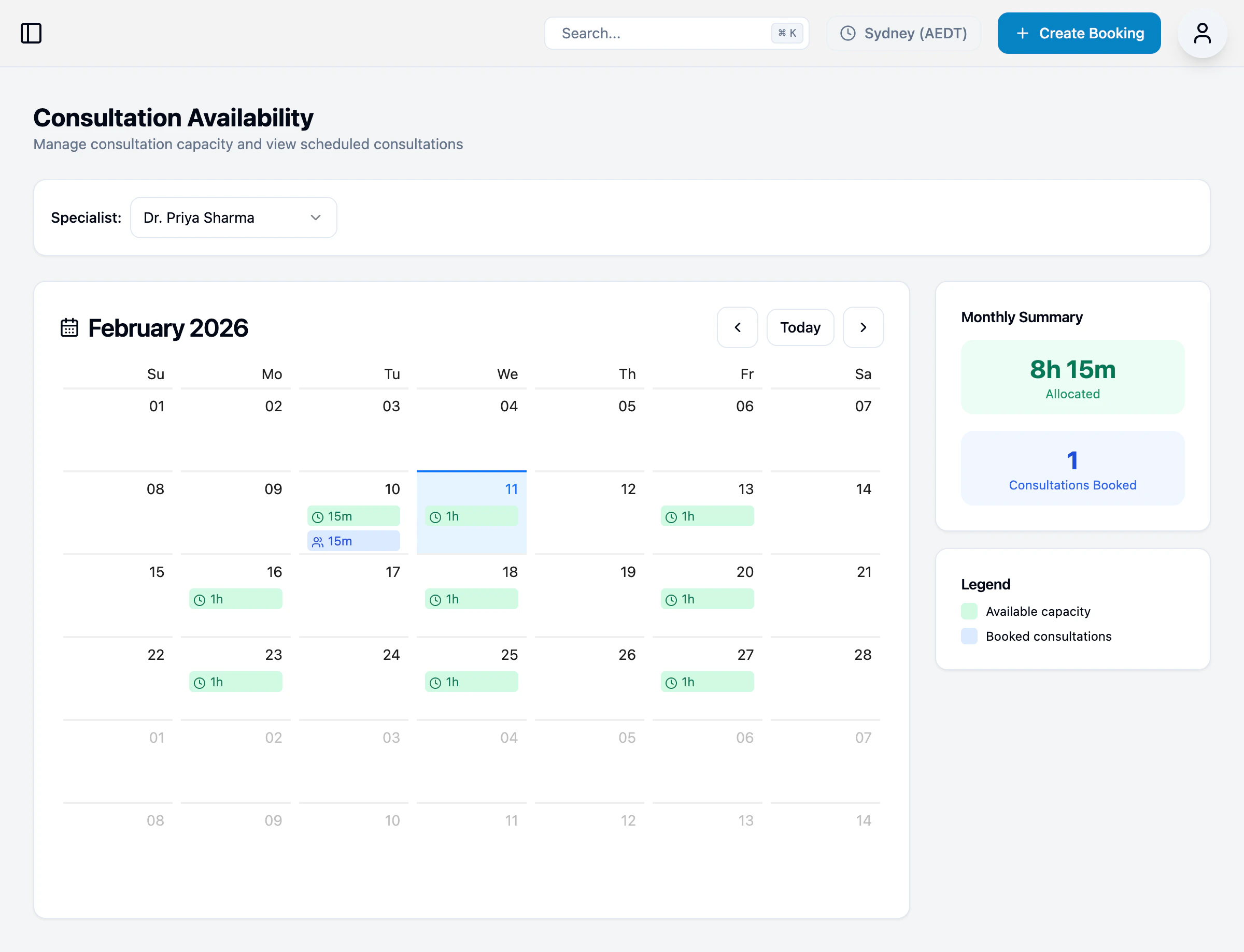 Consultation availability