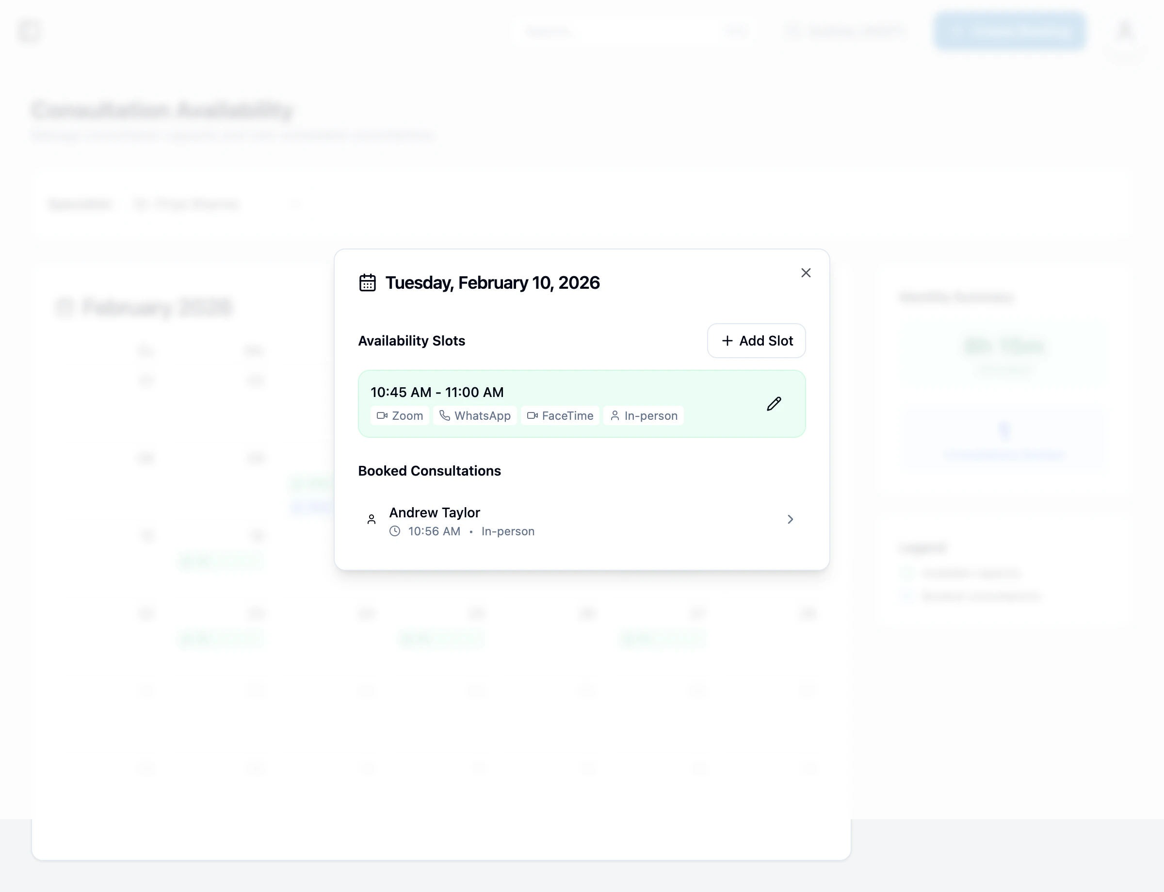 Consultation availability form