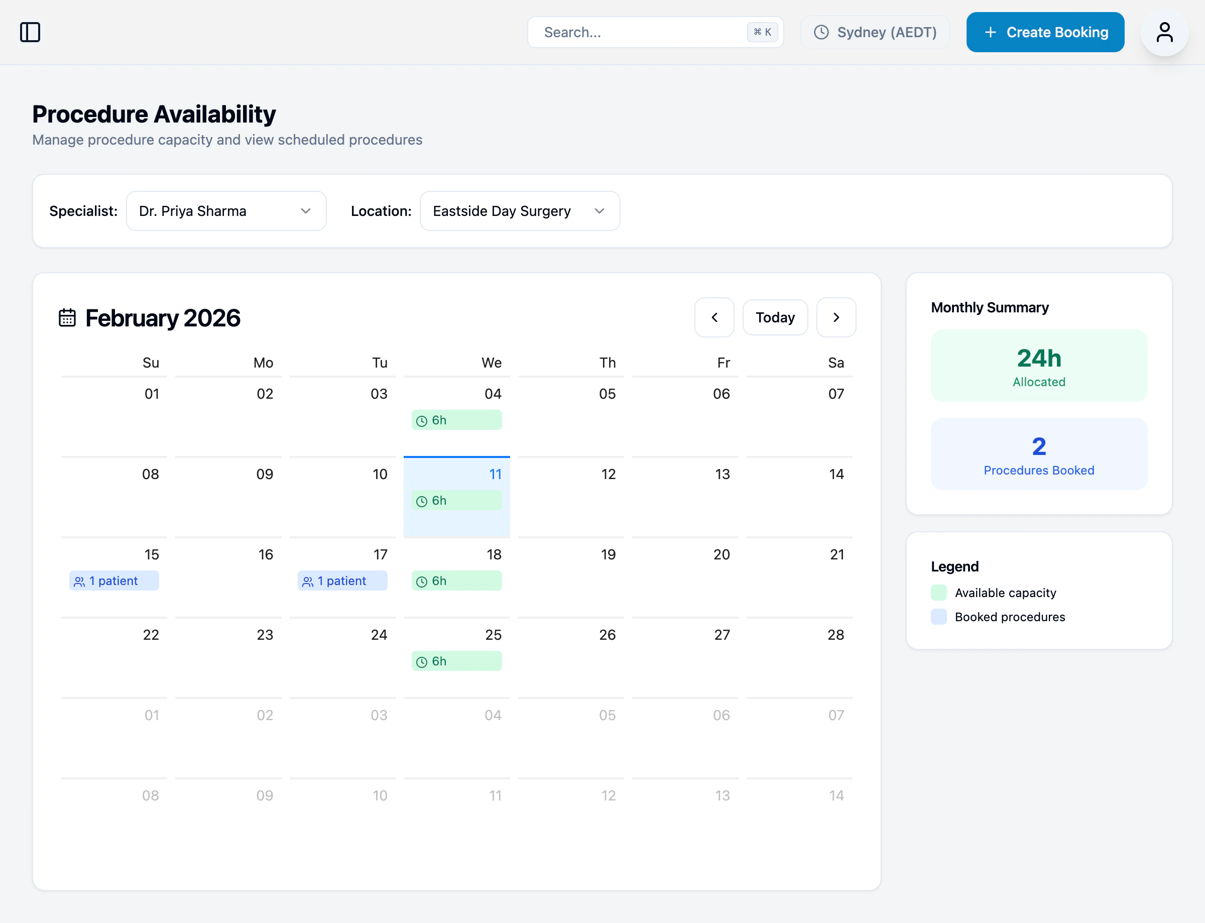 Procedure availability