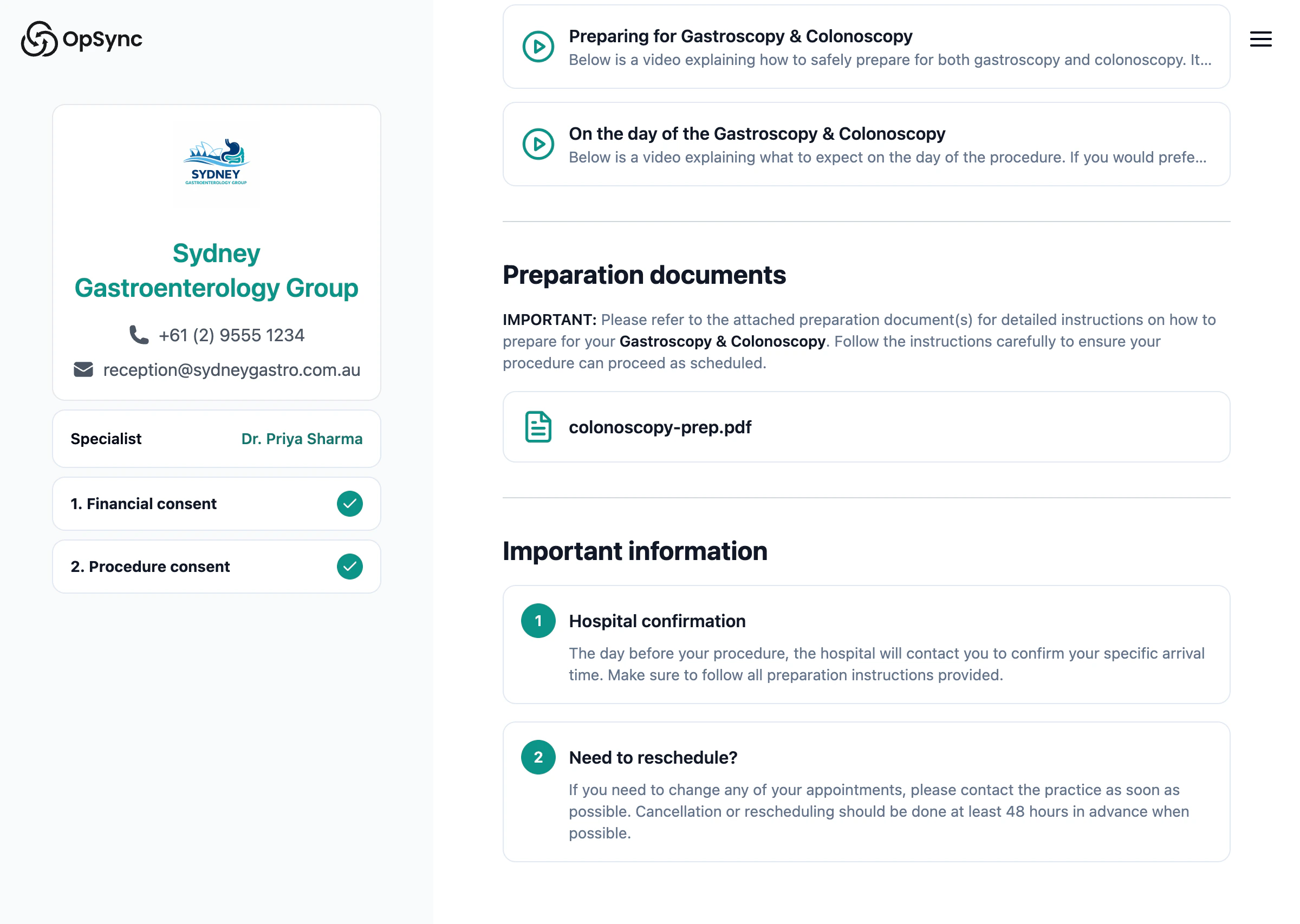 Booking complete - preparation info