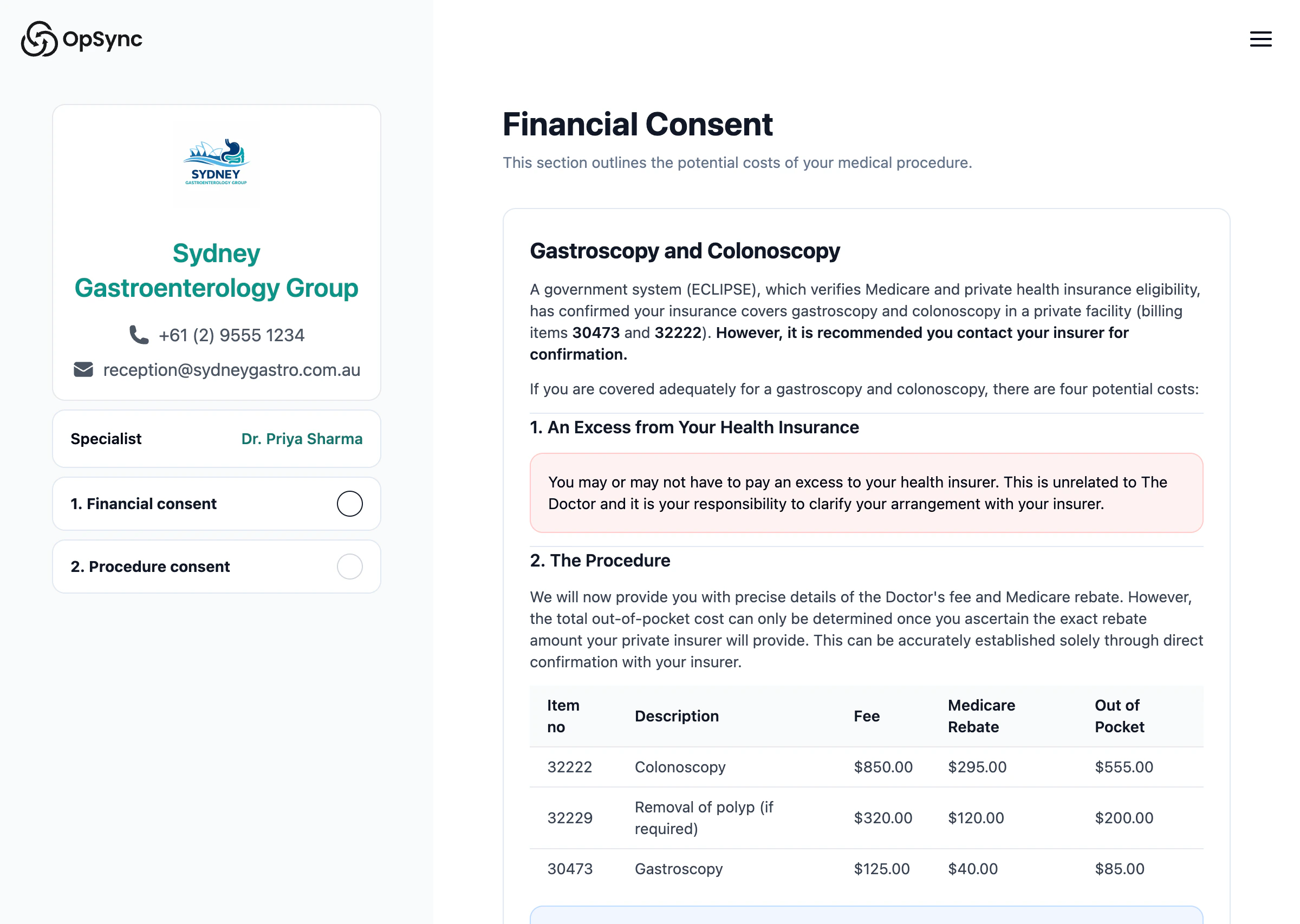 Financial consent - costs