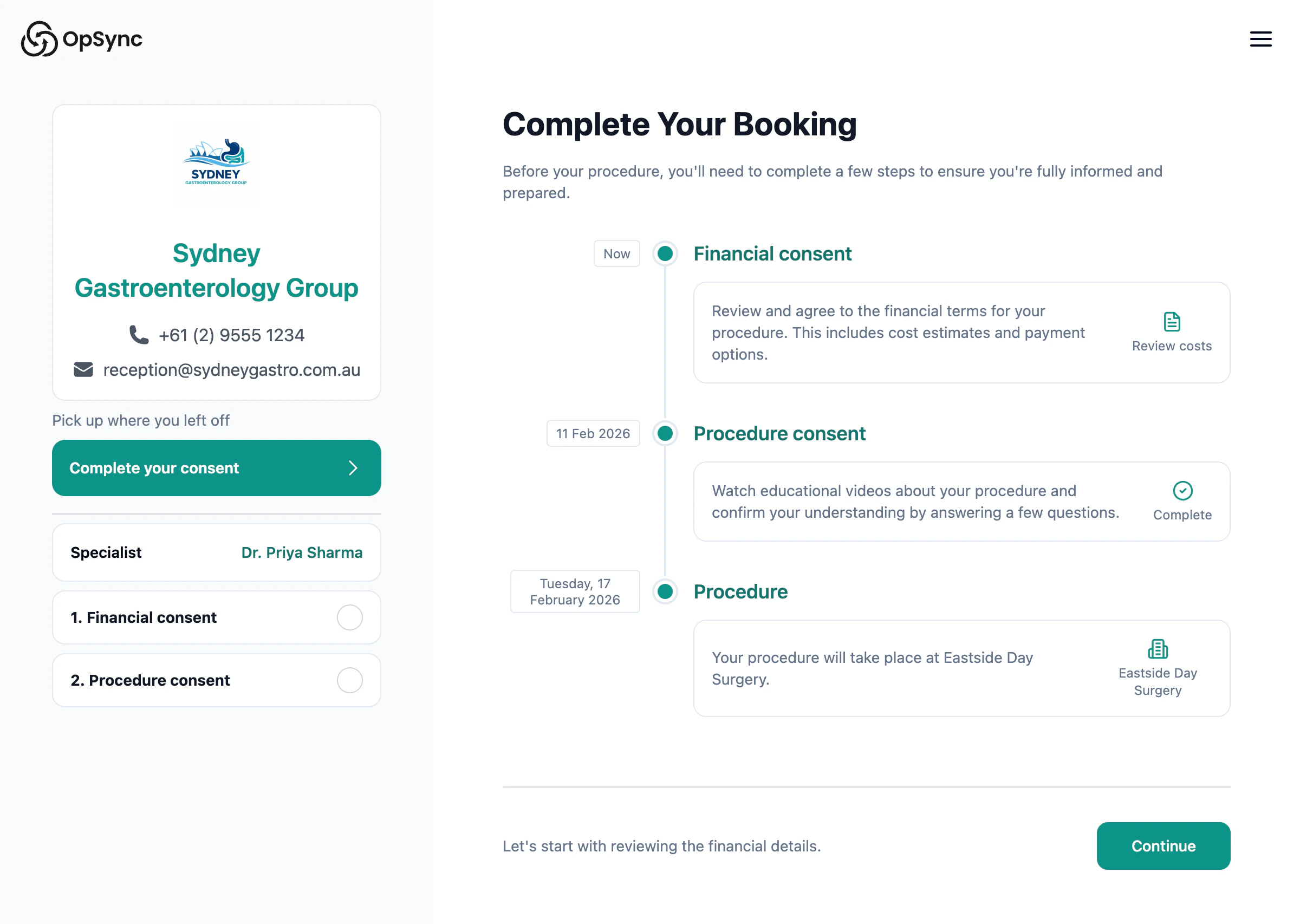 Booking overview