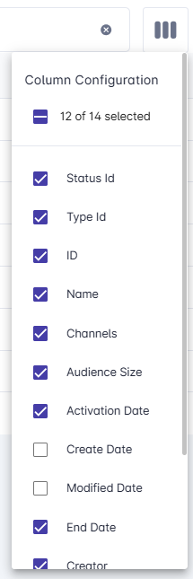 Table Column Configuration