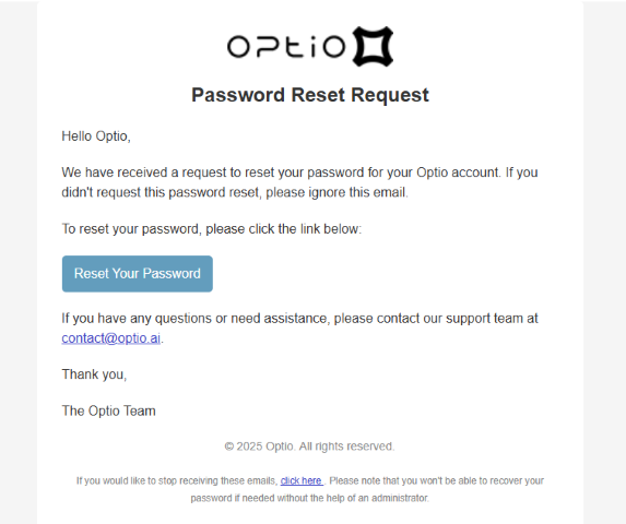 Password Reset Email