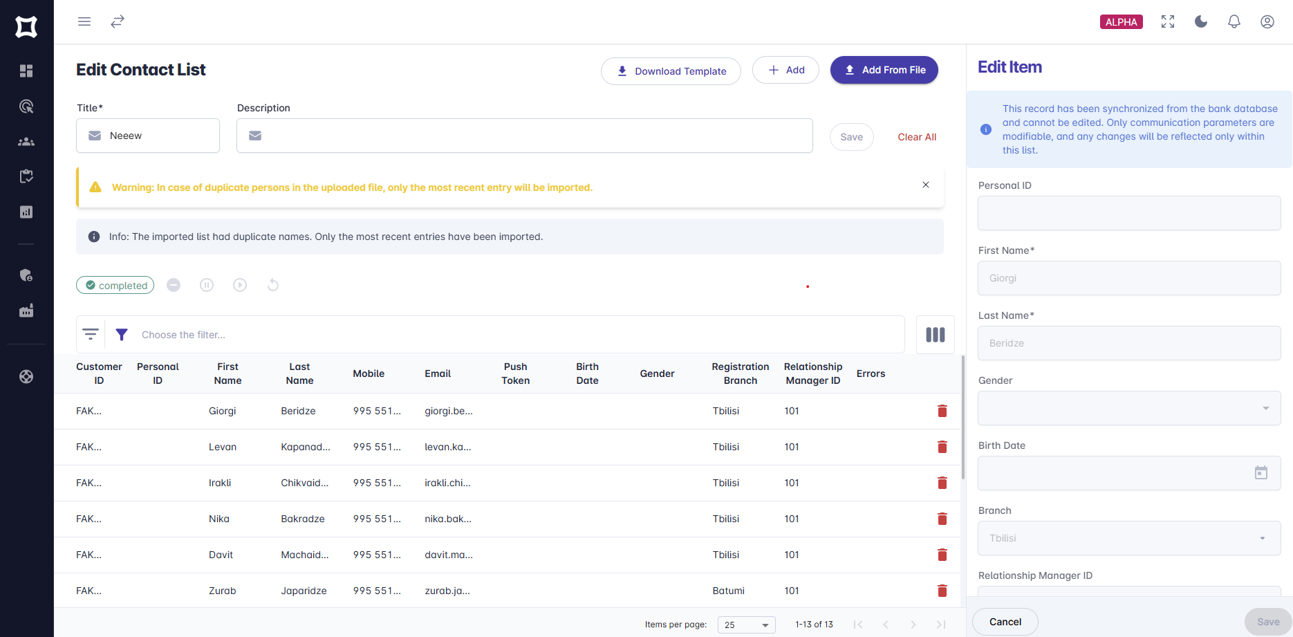 Syncronized Person Edit