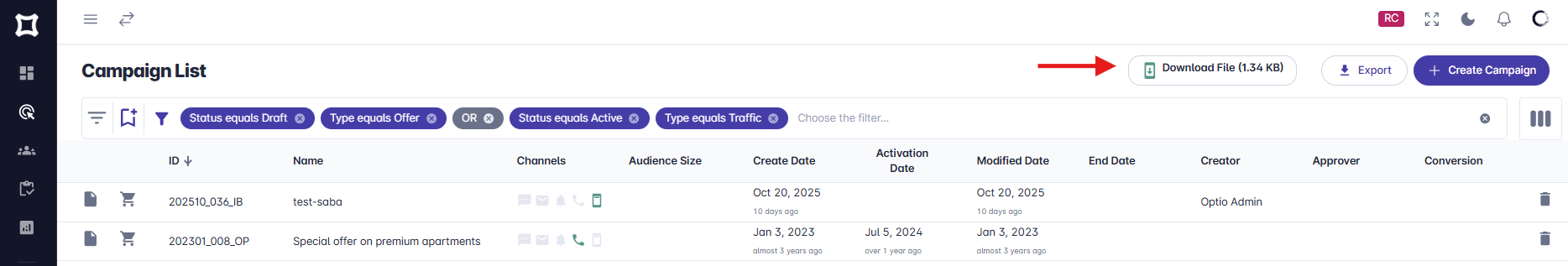 Download Exported File