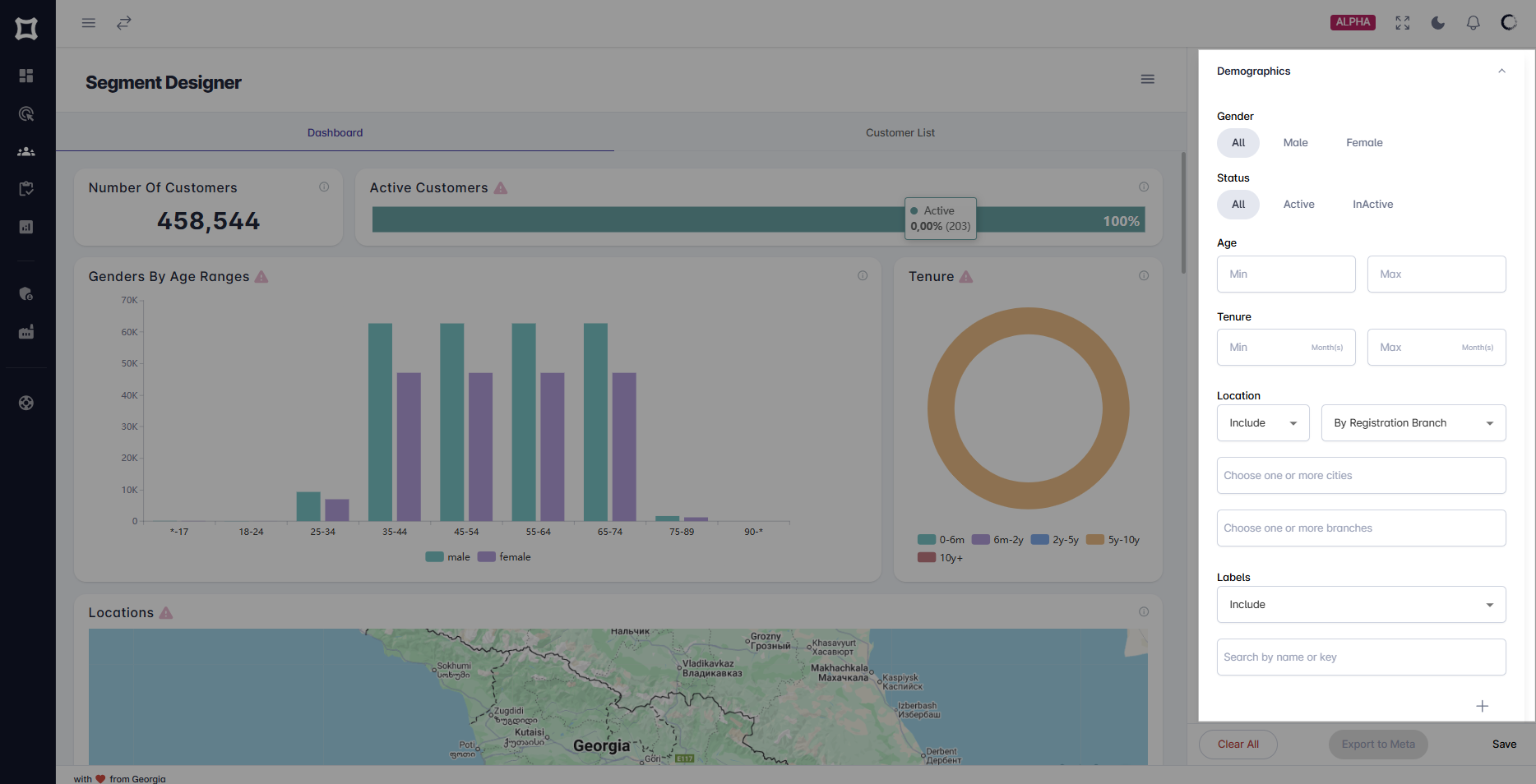 Segment Designer Demographics Filter