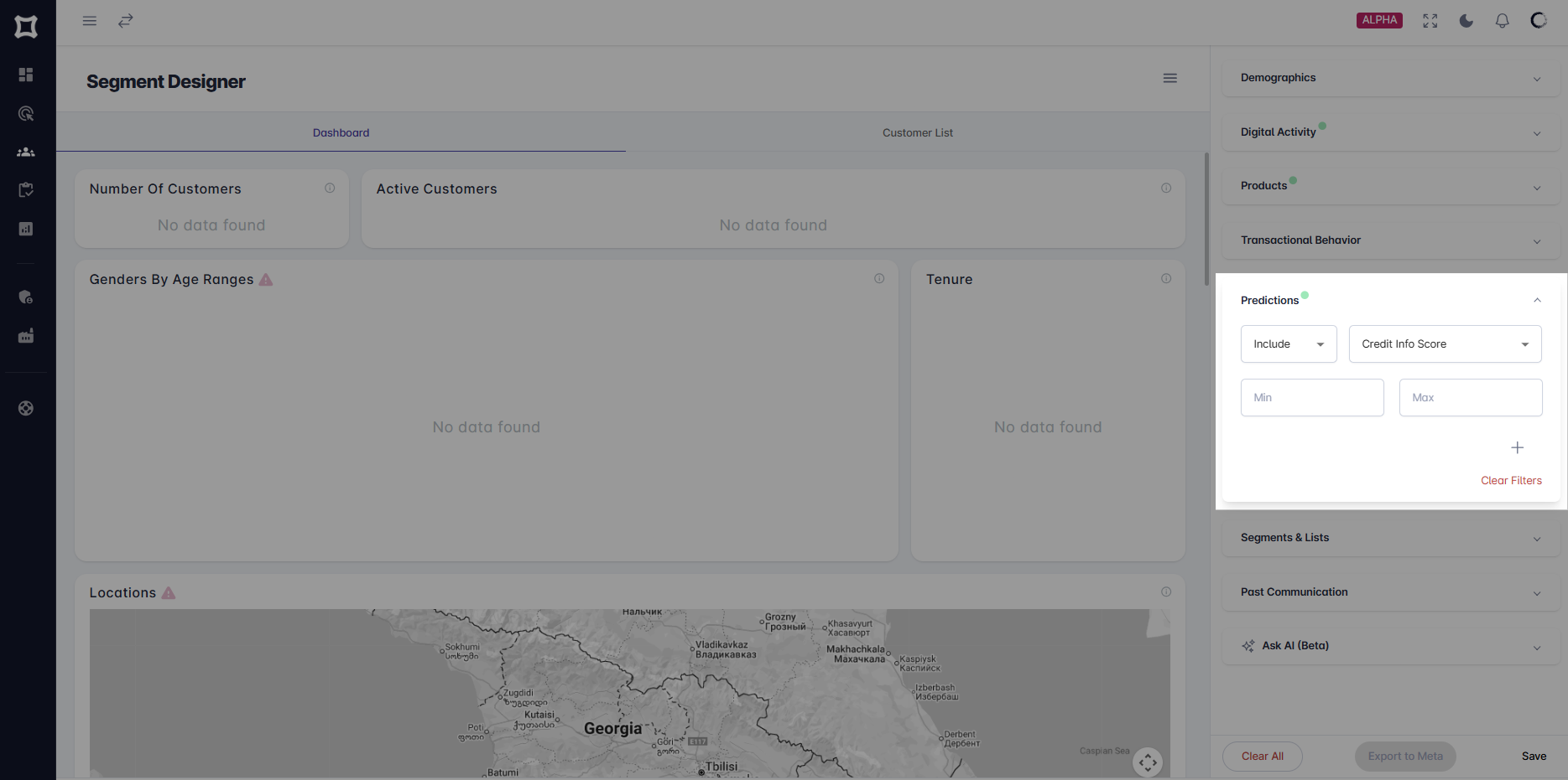 Segment Designer Scores Filter