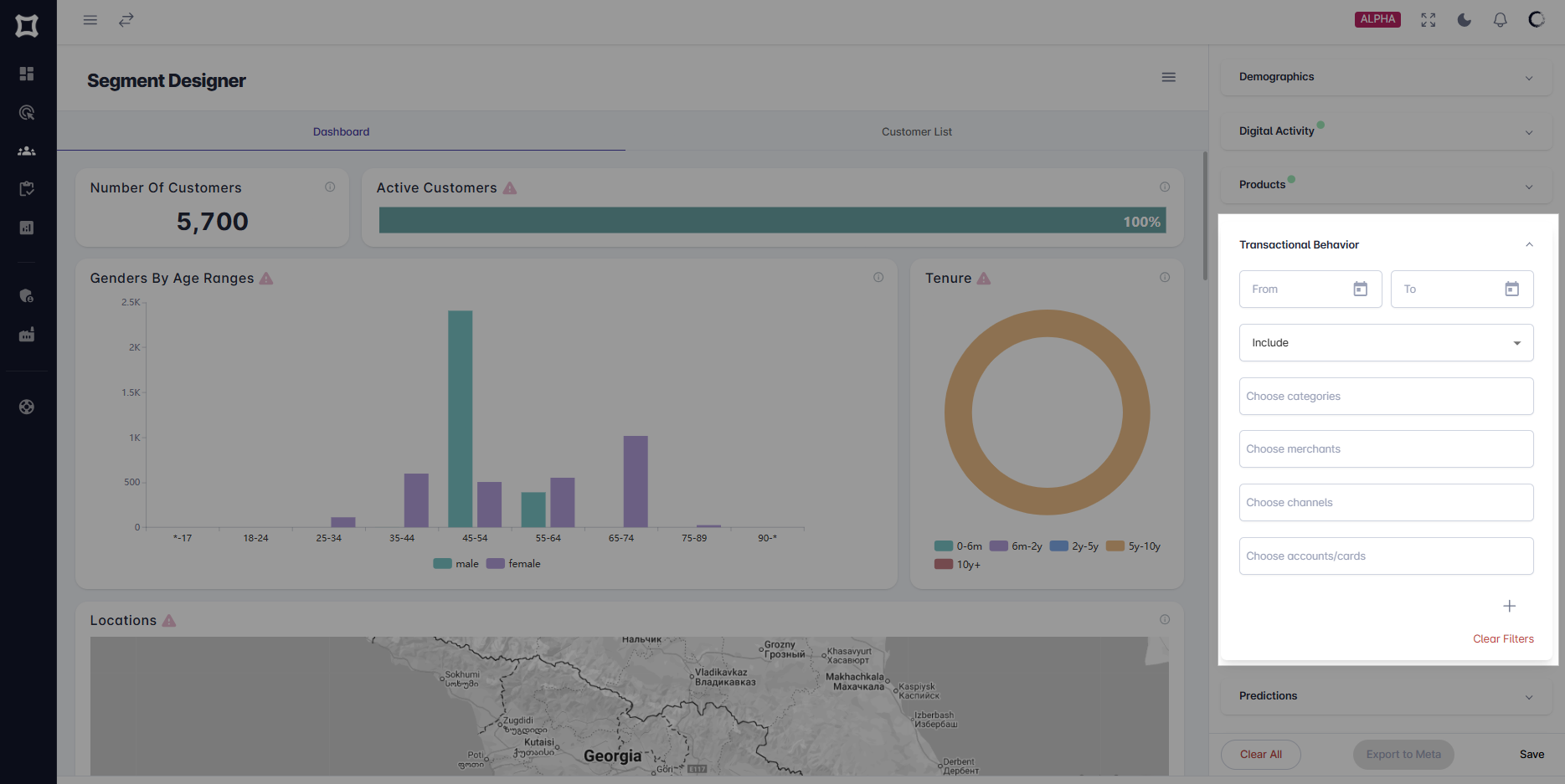 Segment Designer Transactional Behavior Filter