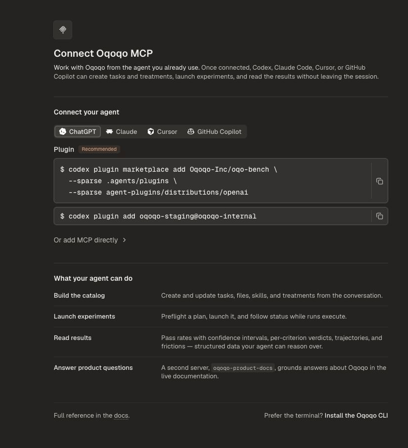 Oqoqo MCP page with the main agent capabilities.