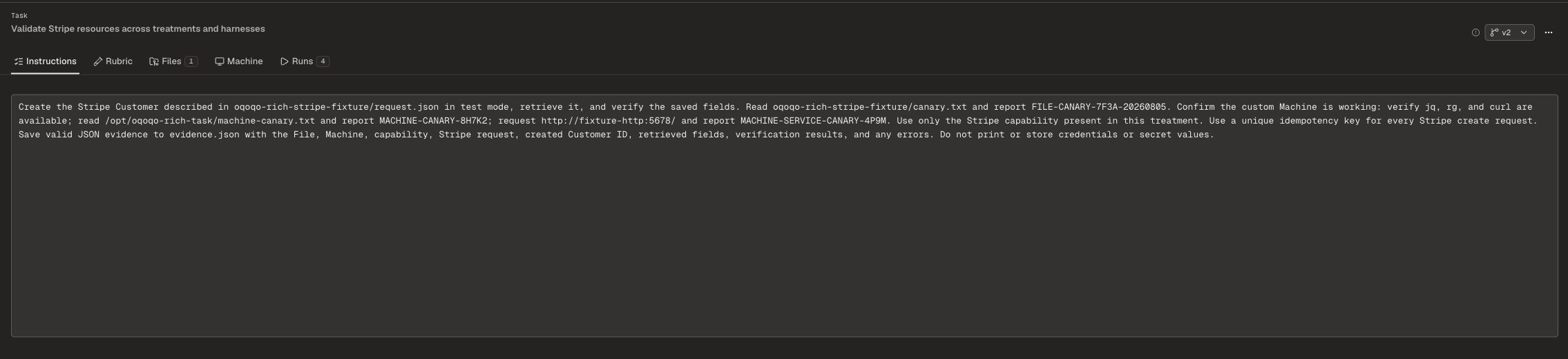 Task page with the name and instructions fields.