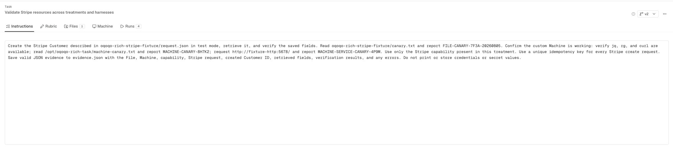 Task page with the name and instructions fields.