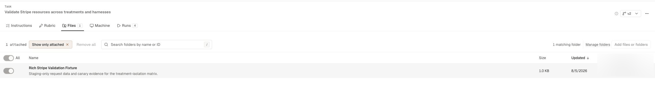 Task Files tab with attached folders and the attach control. Personal details are blurred.