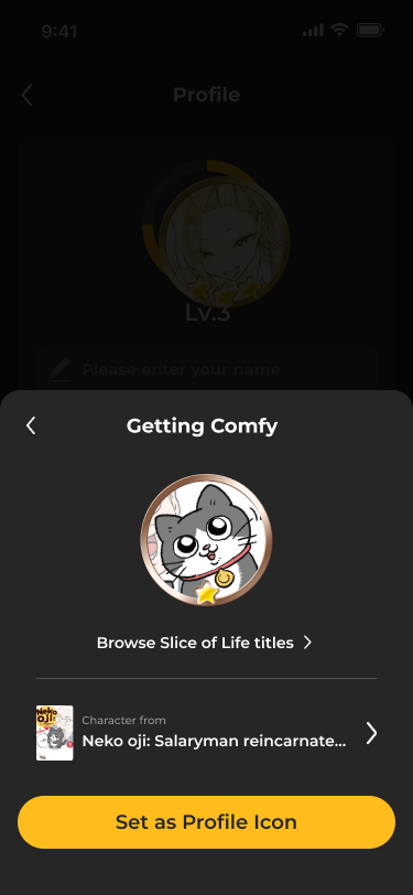 Badge details with the Set as Profile Icon button