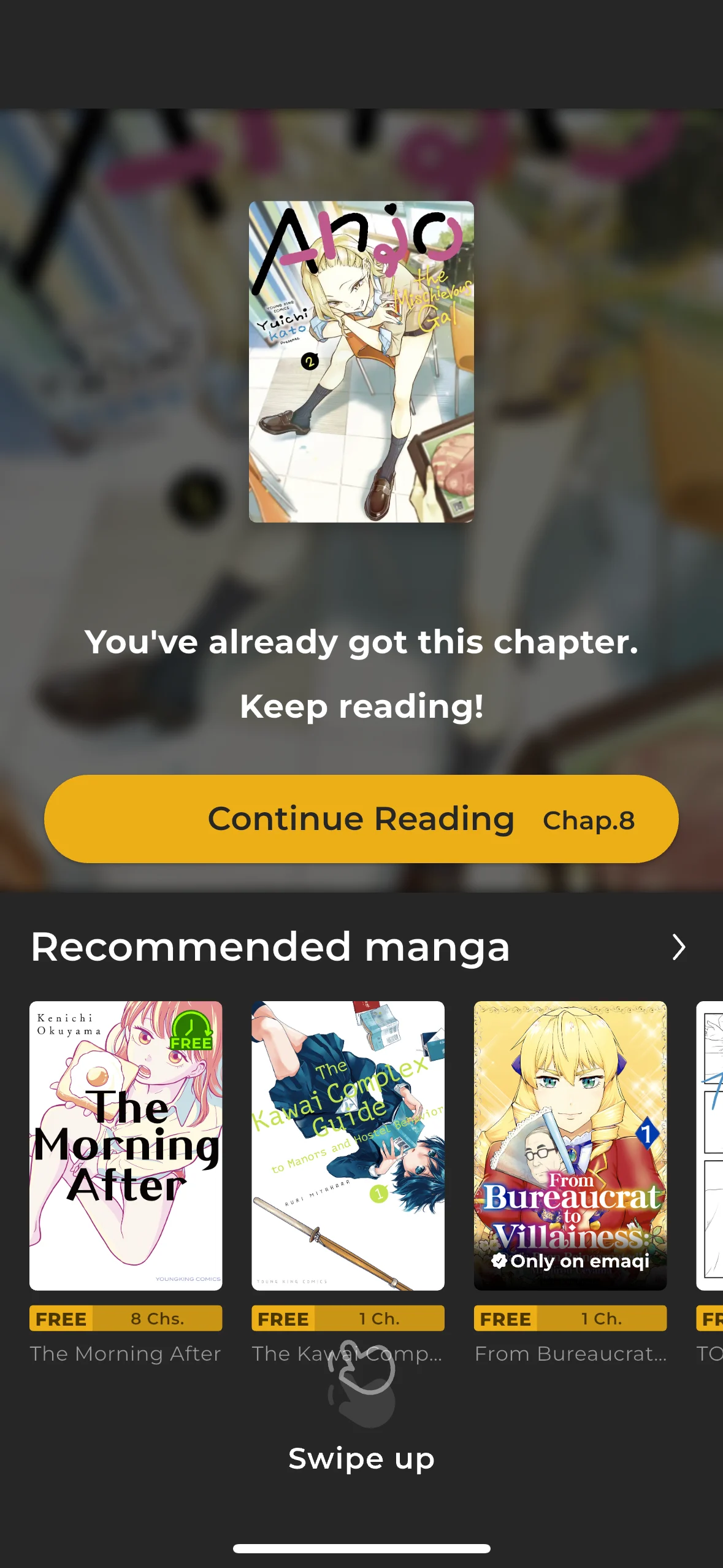 Reading an unlocked chapter